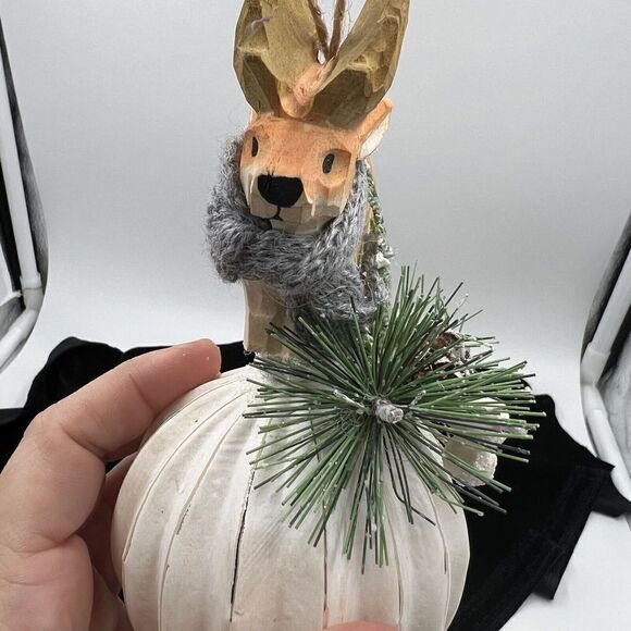 Large Deer Glass Ornament Hanging  Dimensional Mixed Media Buck Hunter Stag - Picture 3 of 6